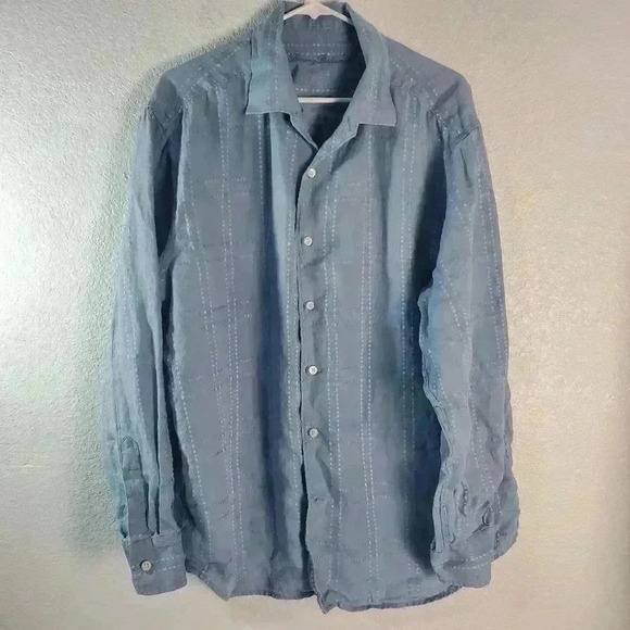 Tommy Bahama 100% Linen Long Sleeve Shirt Men’s size XL Light Blue Travel - Picture 1 of 7